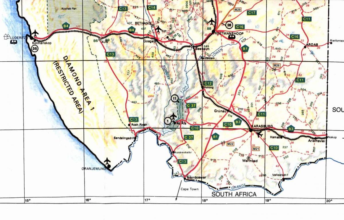 Քարտեզ Հարավային Նամիբիայի