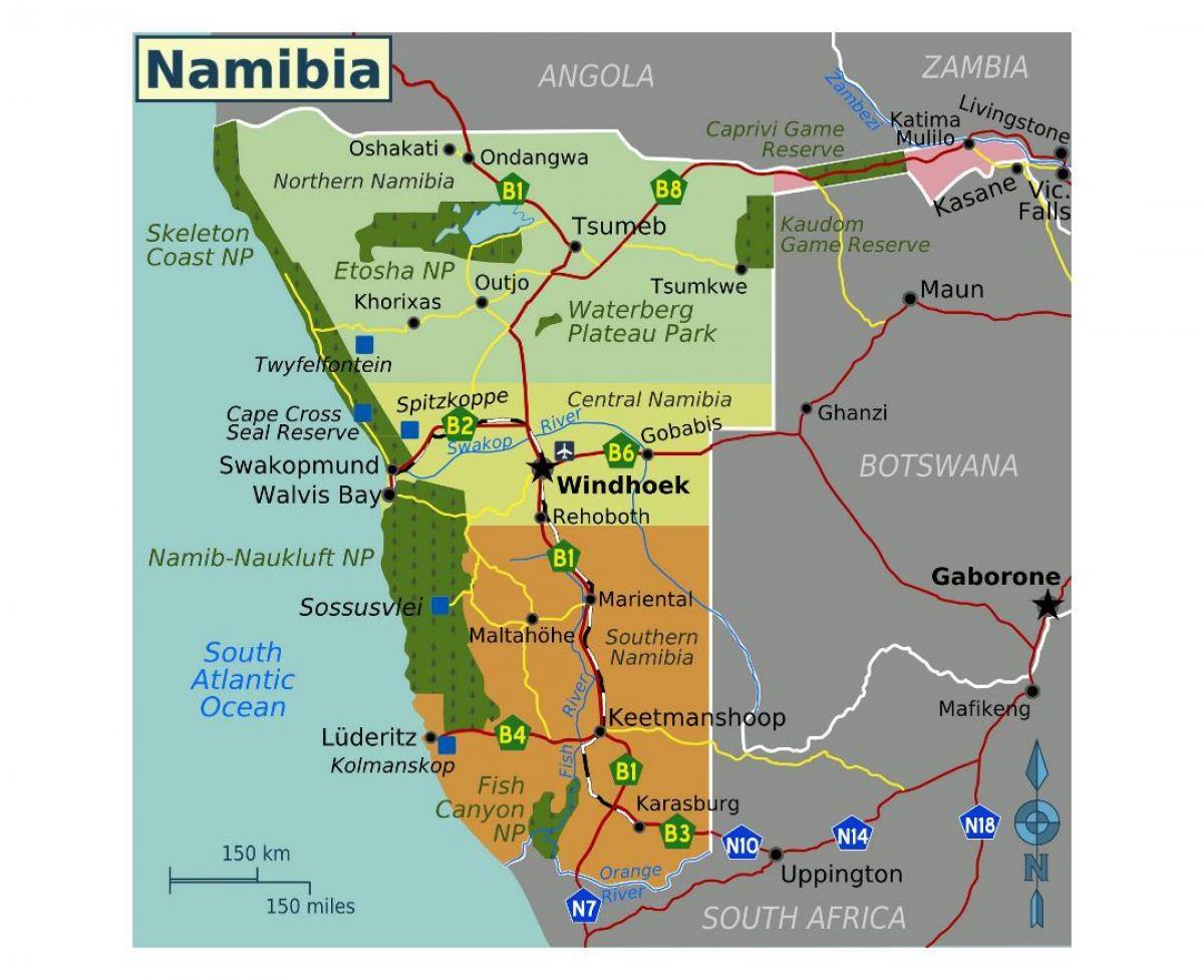 Քարտեզ Հյուսիսային Նամիբիայի 