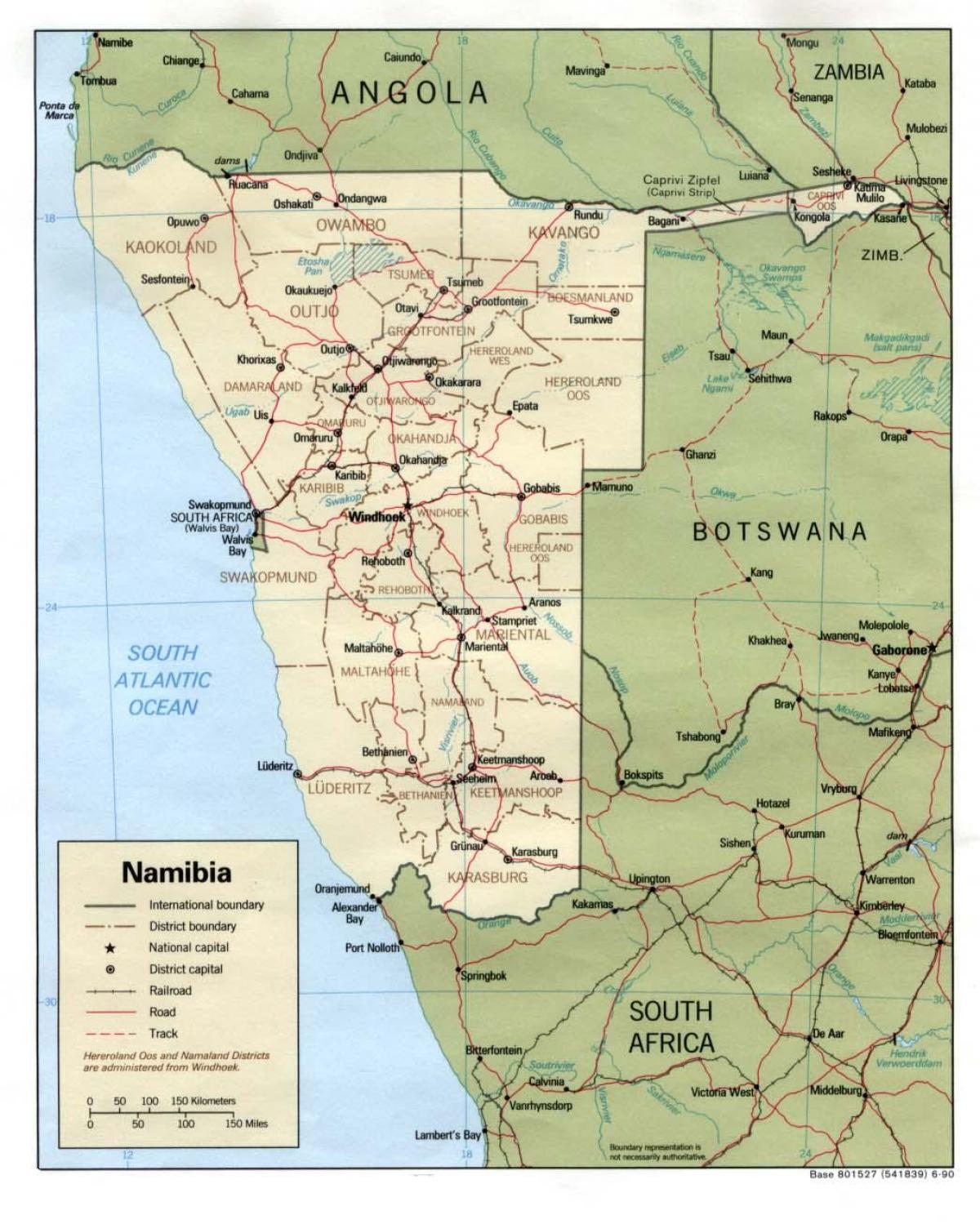 մանրամասն քարտեզը Նամիբիայի