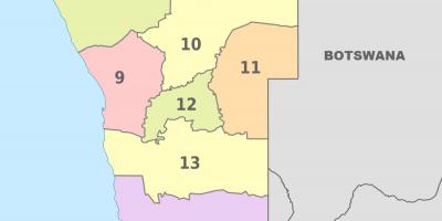 Քաղաքական քարտեզը Նամիբիայի