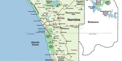 Քարտեզի վրա Նամիբիայի